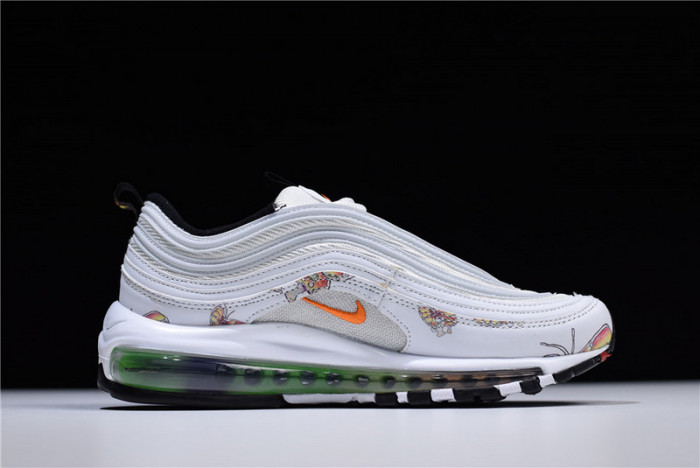 Nike womens Air Max 97 white-orange flower 921733-101