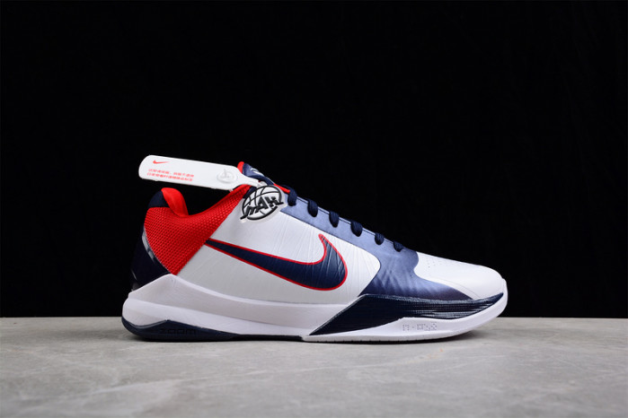 NIKE ZOOM KOBE 5 USA WHITE OBSIDIAN SPORT RED 386430-103