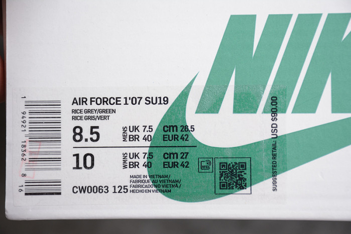 Nike Air Force 1 Low Gypsophila White Grey Green CW0063-125