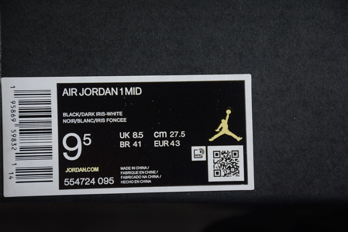 AIR JORDAN 1 MID WHITE BLACK PURPLE 554724-095