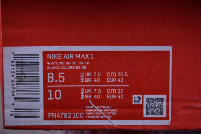 Nike Air Max 1 SE White Rainbow Lace Swoosh (GS) Kids FN4782-100