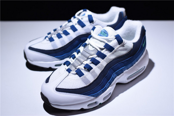 Nike mens AIR MAX 95 OG “SLATE” white/ blue 554970-131
