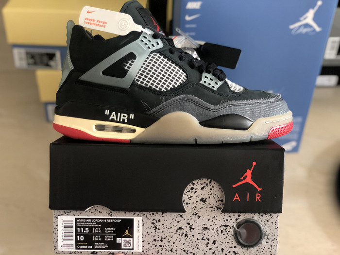 OFW x Air Jordan 4 “Bred” Black/Red CV9388-001