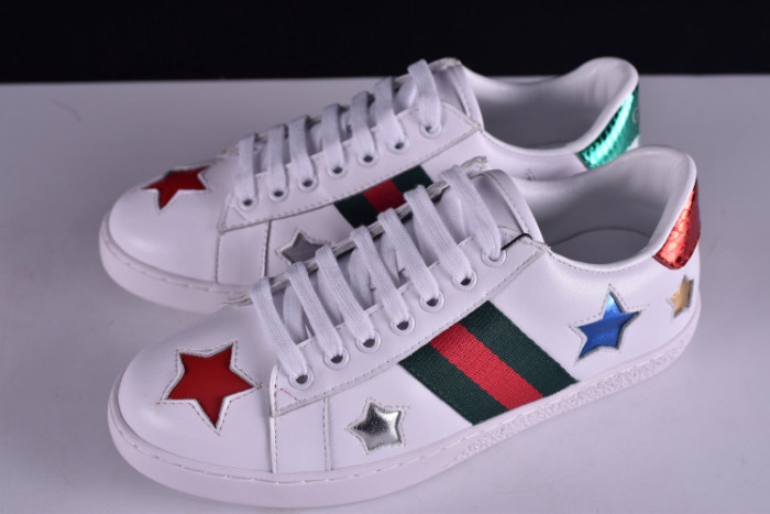 G*u*i ace embroidered low-top sneaker with colorful stars 431942-a38g1